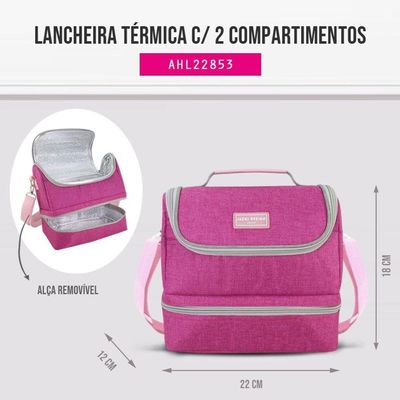 Conjunto Lancheira Térmica Com Pote P- Lanche 450ml E Garrafa - Mochila Escolar Pink