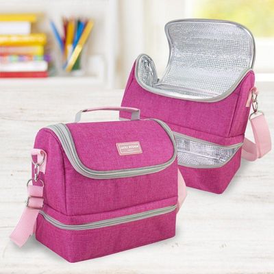 Conjunto Lancheira Térmica Com Pote P- Lanche 450ml E Garrafa - Mochila Escolar Pink