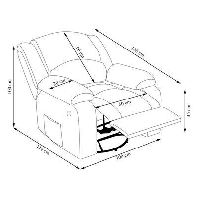Poltrona do Papai Reclinável Sala de Cinema Madrid Glider Manual Giratória PU Preto Brilho  G26