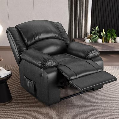 Poltrona do Papai Reclinável Sala de Cinema Madrid Power Elétrica USB PU Preto Brilho  G26