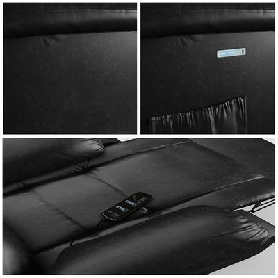 Poltrona do Papai Reclinável Sala de Cinema Madrid Elétrica Touch Massagem USB PU Preto Brilho  G26