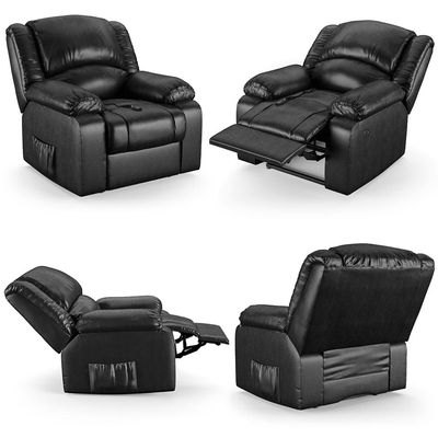 Poltrona do Papai Reclinável Sala de Cinema Madrid Controle Power Elétrico USB PU Preto Brilho  G26