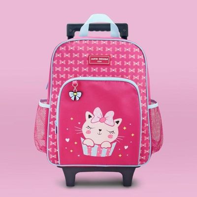 Conjunto Mochila Com Rodinhas E Lancheira Térmica Com Pote P/ Lanche Pink