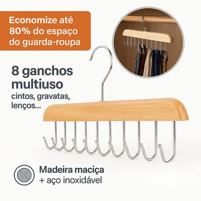 Cabide de Madeira Multiuso Organizador Armário Acessórios Para Cintos Gravatas Cachecóis Sutiãs Colares Bolsas