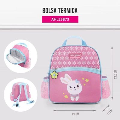 Conjunto Mochila Com Rodinhas E Lancheira Térmica Com Pote P/ Lanche Rosa