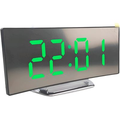 Relógio Digital de Mesa Curvado Espelhado Despertador - Moderno e Minimalista