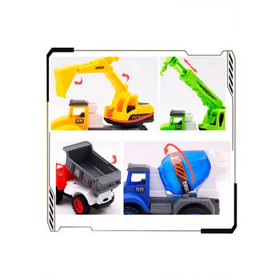 Carrinhos Construção Fricção Brincadeira - Com Sistema de Fricção Kit com 4 Caminhões