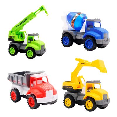 Carrinhos Construção Fricção Brincadeira - Com Sistema de Fricção Kit com 4 Caminhões