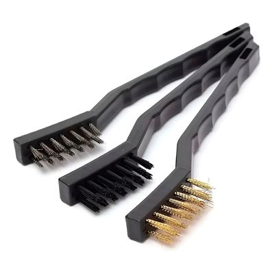 Kit Jogo 3 Escovas Limpeza Grelha Panela Rejunte Sujeira - Conjunto de Escovas Profissionais para Limpeza Pesada