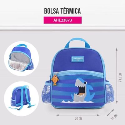 Conjunto Mochila Com Rodinhas E Lancheira Térmica Com Pote P/ Lanche Azul