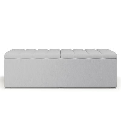 Calçadeira Recamier Baú Para Cama De Casal King Dália 195x50 cm W01 Linho Cinza - Lyam