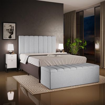 Calçadeira Recamier Baú Para Cama De Casal King Dália 195x50 cm W01 Linho Cinza - Lyam
