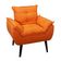 Kit 02 Poltrona Cadeira Decorativa Glamour Com Pés Quadrado Laranja Linho