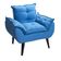 Poltrona Cadeira Glamour Com Pés Quadrado azul Linho