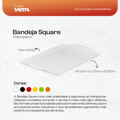 Bandeja Square Retangular 23x35 Laranja em Polipropileno