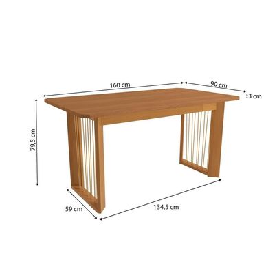 Conjunto Sala De Jantar Dora Em Madeira Maciça 6 Cadeiras Linho Fendi