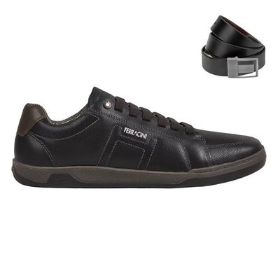 Kit Sapatênis Ferracini Lexus Masculino + Cinto 38 / Preto