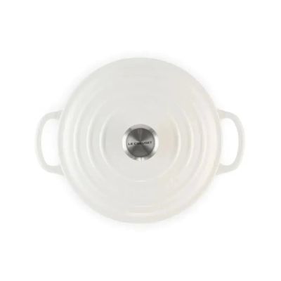 PANELA LE CREUSET REDONDA SIGNATURE EM FERRO FUNDIDO 24CM BRANCO COTTON 21177244314430
