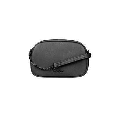 Mini Bolsa Feminina Transversal Com Correntes Preta U / Preto