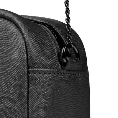 Mini Bolsa Feminina Transversal Com Correntes Preta U / Preto