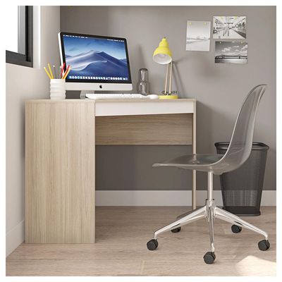 Mesa De Canto Em L Para Escritório Recta Bege Branco Caemmun