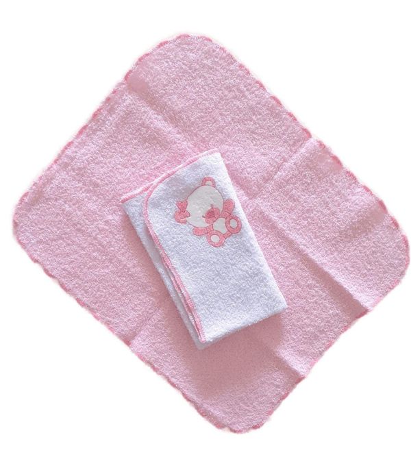 TOALHA DE BOCA INCOMFRAL COM APLICAÇÃO - 2 TOALHINHAS rosa