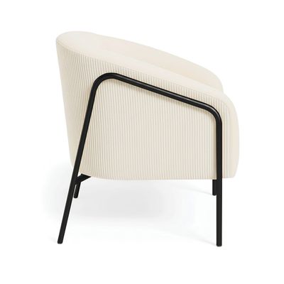 Poltrona Sala Decorativa Kit 2 Stella Base Alta Tubo Preto Veludo Cotelê D03 - D'Rossi Menta
