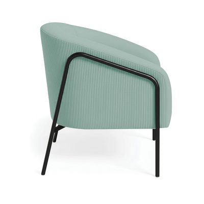 Poltrona Sala Decorativa Kit 2 Stella Base Alta Tubo Preto Veludo Cotelê D03 - D'Rossi Menta
