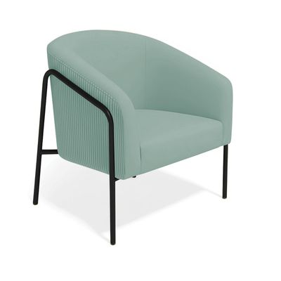 Poltrona Sala Decorativa Kit 2 Stella Base Alta Tubo Preto Veludo Cotelê D03 - D'Rossi Menta