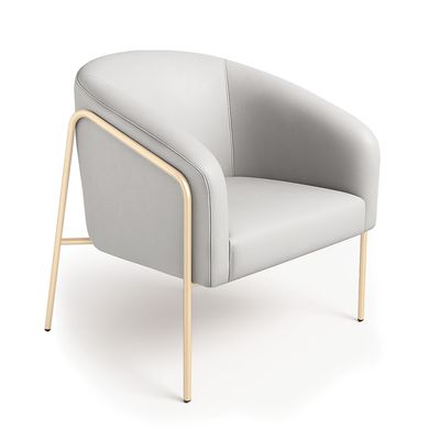 Poltrona Sala Decorativa Kit 2 Stella Base Alta Tubo Champanhe Sintético D03 - D'Rossi Cinza
