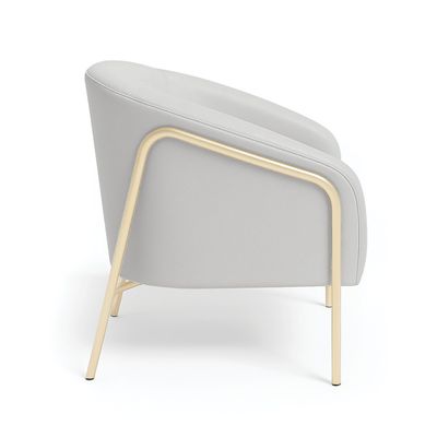 Poltrona Sala Decorativa Kit 2 Stella Base Alta Tubo Champanhe Sintético D03 - D'Rossi Cinza