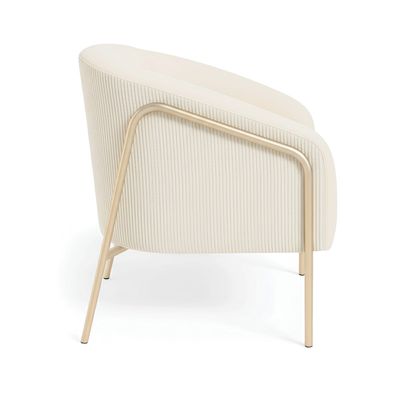 Poltrona Sala Decorativa Kit 2 Stella Base Alta Tubo Champanhe Veludo Cotelê D03 - D'Rossi Menta