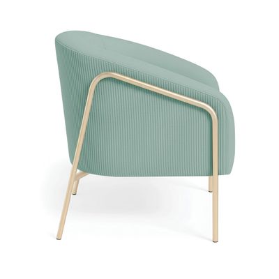 Poltrona Sala Decorativa Kit 2 Stella Base Alta Tubo Champanhe Veludo Cotelê D03 - D'Rossi Menta