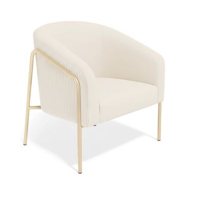 Poltrona Sala Decorativa Kit 2 Stella Base Alta Tubo Champanhe Veludo Cotelê D03 - D'Rossi Menta