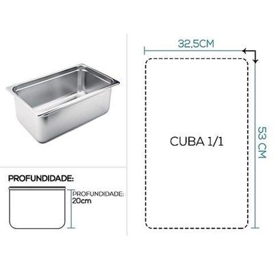 Kit 6 Cubas Gastronomica Inox GN 1/1x200mm Brasinox Buffet