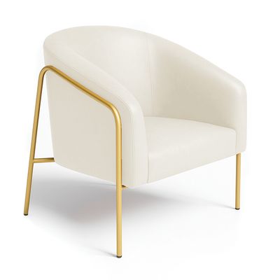 Poltrona Sala Industrial Alta Dourado Stella Sintético PU Bege D03 - D'Rossi