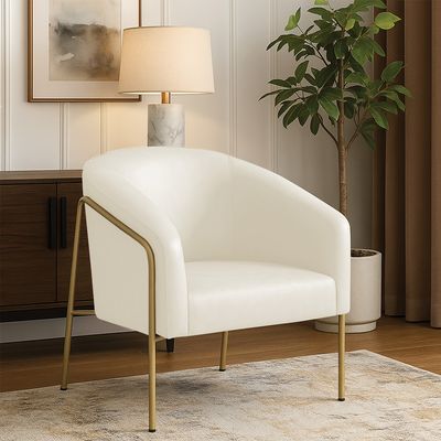 Poltrona Sala Industrial Alta Dourado Stella Sintético PU Bege D03 - D'Rossi