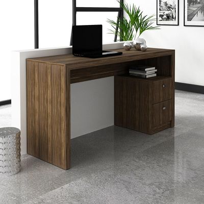 Mesa com 2 Gavetas para Escritório Home Office ME4130 MDP Nogal - Gran Belo