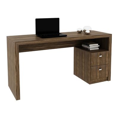Mesa com 2 Gavetas para Escritório Home Office ME4130 MDP Nogal - Gran Belo