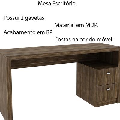 Mesa com 2 Gavetas para Escritório Home Office ME4130 MDP Nogal - Gran Belo