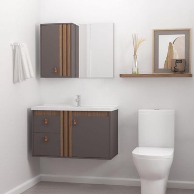 Gabinete Para Banheiro Olivia 60cm Suspenso Havana/jequitibá