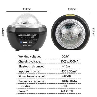 Luminaria Pojeção De Estrelas Universo Caixa De Som Bluetooth Branco