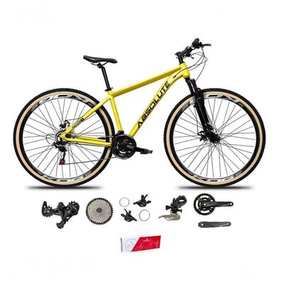 Bicicleta Aro 29 Absolute Nero 5 Alumínio 2x9 Freios Hidráulicos K7 Garfo Com Trava 18v Mtb amarelo Tam: 15