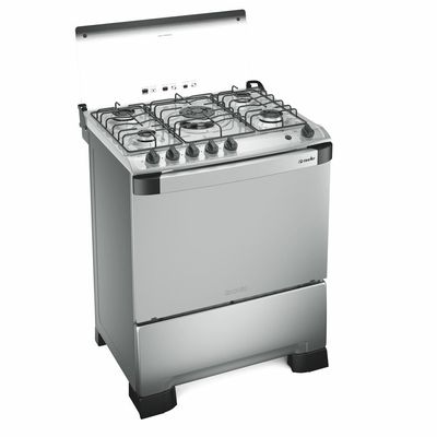 Fogão a Gás de Piso Decorato G3 5 Bocas Mueller Inox / Bivolt