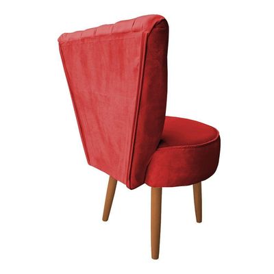 Mocho Capitonê Veludo Pés Palito Castanho Vermelho