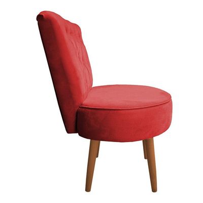 Mocho Capitonê Veludo Pés Palito Castanho Vermelho