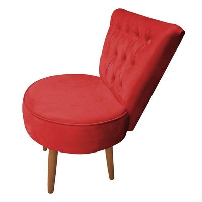Mocho Capitonê Veludo Pés Palito Castanho Vermelho