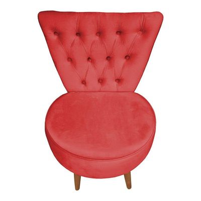 Mocho Capitonê Veludo Pés Palito Castanho Vermelho