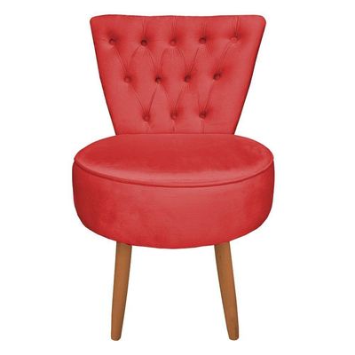 Mocho Capitonê Veludo Pés Palito Castanho Vermelho