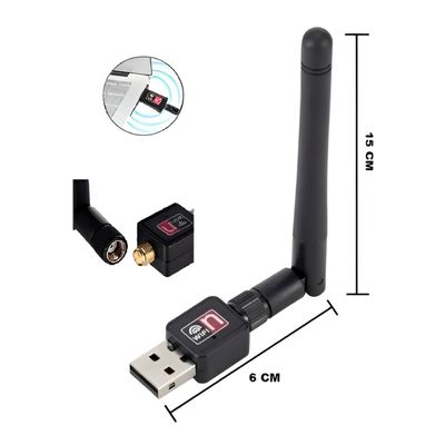 Adaptador Receptor Antena Wifi USB Wireless PC Longo Alcance - Sinal Estável e Alta Performance